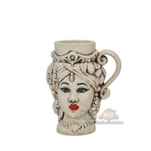 Tazza a testa h 15 madreperla antichizzato c/espressione femmina - Bomboniera