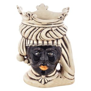 Testa h 20 madreperla antichizzato c/espressione maschio moro