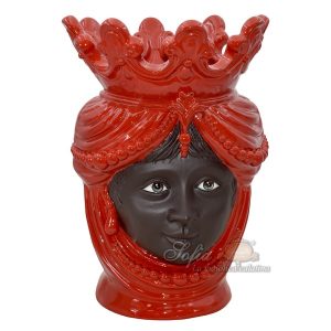 Testa h 40 c/perline c/espressione rosso fuoco femmina viso opaco