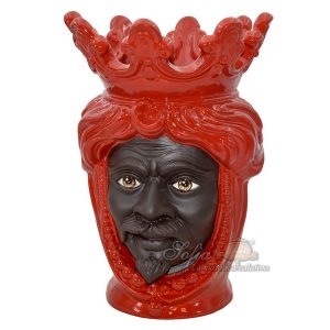 Testa h 40 c/perline c/espressione rosso fuoco maschio moro viso opaco