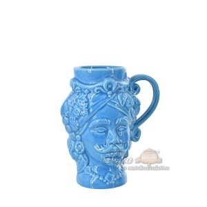 Tazza a testa h 15 turchese maschio - Bomboniera