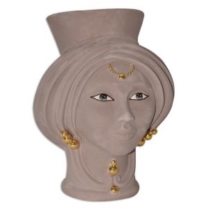 Testa h 30 tortora opaco e oro c/espressione s/bocca femmina