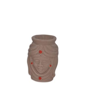 Testa h 10 tortora opaco c/perline rosse femmina