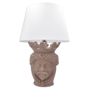 Lume a testa h 40 c/perline tortora opaco maschio (h70 c/paralume Ø45)