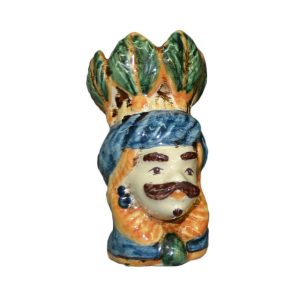 Testa h 10 c/piume blu/arancio maschio bianco