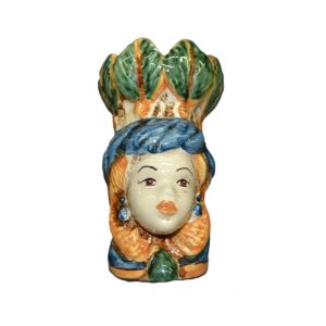 Testa h 15 c/piume blu/arancio femmina