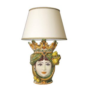 Lume a testa h 40 limoni verde/arancio femmina (h70 c/paralume Ø45)