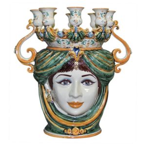 Testa a candeliere h 40 verde/arancio femmina
