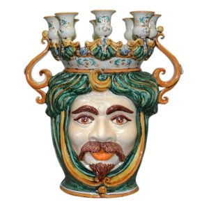 Testa a candeliere h 40 verde/arancio maschio bianco