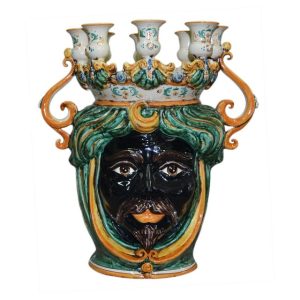 Testa a candeliere h 40 verde/arancio maschio moro