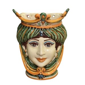 Applique a testa di moro liscia h 25 verde/arancio femmina