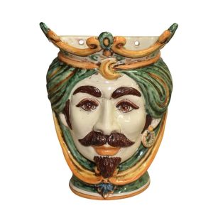 Applique a testa di moro liscia h 25 verde/arancio maschio bianco