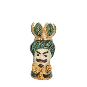 Testa h 15 c/piume verde/arancio maschio bianco