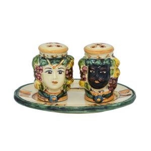 Set teste sale e pepe h 7 c/frutta verde/arancio maschio moro - Bomboniera