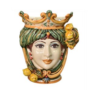 Applique a testa di moro limoni h 25 verde/arancio femmina