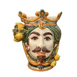 Applique a testa di moro limoni h 25 verde/arancio maschio bianco