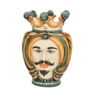 Testa h 25 turbante verde/arancio maschio bianco