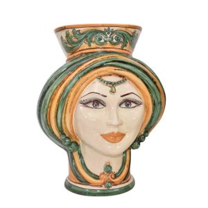 Testa h 30 corona liscia c/ornato verde/arancio femmina