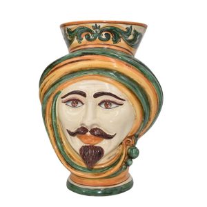 Testa h 30 corona liscia c/ornato verde/arancio maschio bianco