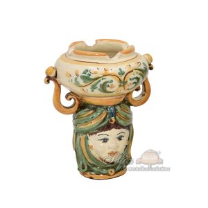 Testa a posacenere h 15 verde/arancio femmina - Bomboniera