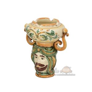 Testa a posacenere h 15 verde/arancio maschio bianco - Bomboniera