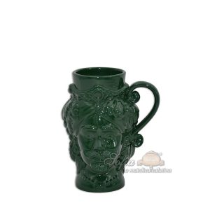 Tazza a testa h 15 verde antico maschio - Bomboniera