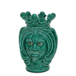 Testa h 25 turbante verde smeraldo c/espressione maschio no labbra