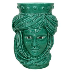 Testa h 40 tuareg corona liscia verde smeraldo c/espressione femmina no labbra