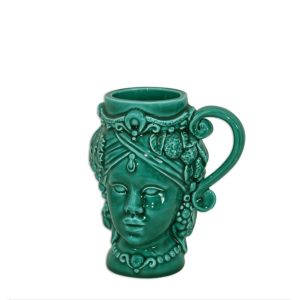Tazza a testa h 15 verde smeraldo femmina - Bomboniera
