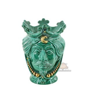 Testa h 25 c/perline verde rame s/espressione maschio