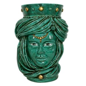 Testa h 40 tuareg corona liscia verde rame c/espressione femmina no labbra