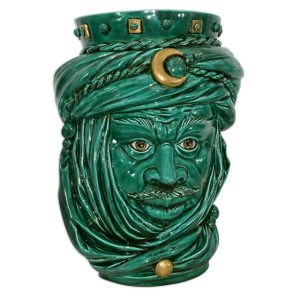 Testa h 40 tuareg corona liscia verde rame c/espressione maschio no labbra