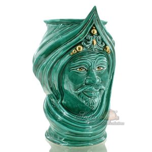 Testa h 45 turbante s/corona c/espressione no labbra verde rame maschio