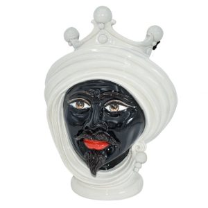 Testa h 30 madreperla s/anticatura c/espressione labbra rosse maschio moro