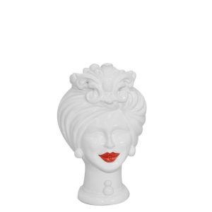 Testa h 16 tuareg white line s/espressione labbra rosse femmina - Bomboniera