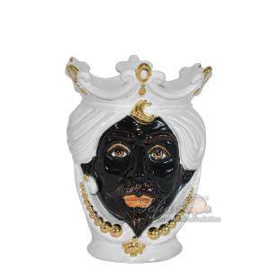 Testa h 25 c/perline white/gold maschio moro c/espressione labbra arancio