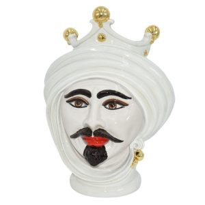 Testa h 30 madreperla e oro c/espressione labbra rosse maschio