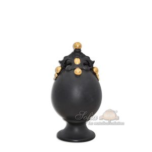 Uovo c/piede h 18 plastico sofia black opaco and gold
