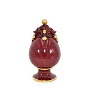 Uovo c/piede h 18 plastico sofia bordeaux/oro