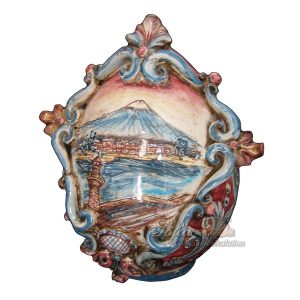 Uovo h 25 c/greca plastico sofia ornato blu/bordeaux paesaggio etna