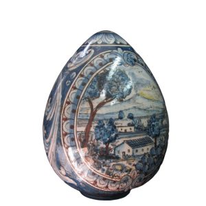 Uovo h 20 ornato mono blu paesaggio etna