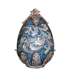 Uovo h 22 plastico sofia ornato mono blu