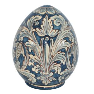 Uovo h 35 liscio ornato mono blu