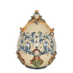 Uovo h 22 c/angelo in rilievo plastico sofia tricolore