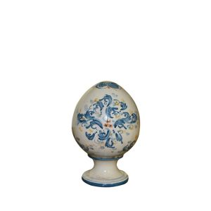 Uovo c/piede h 15 s. d'arte blu/arancio