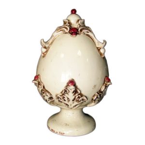 Uovo c/piede h 35 avorio/bordeaux