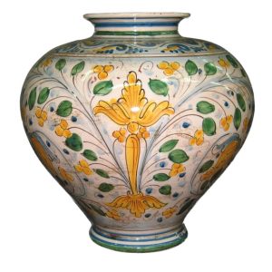 Vaso palla h 25 antico fogliame