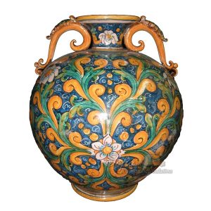 Vaso palla c/manici h 32 decoro riccioli