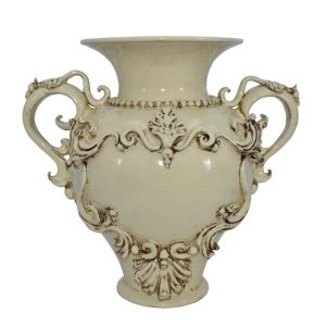 Vaso anfora h 40 c/greca rilievo avorio