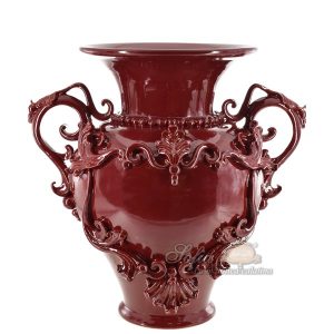 Vaso anfora h 40 c/greca rilievo bordeaux